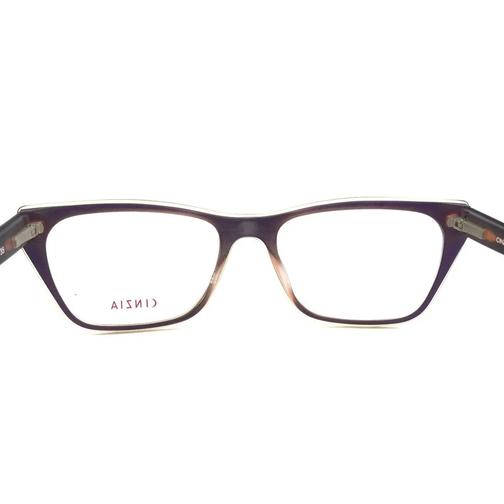 Cinzia Eyeglasses Frames CIN-5047 C3 Shiny Brown Cat Eye Full Rim 53-17-135